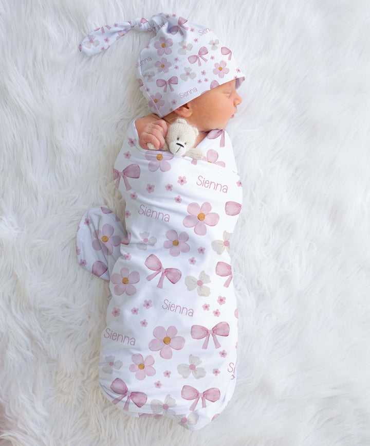 Personalised Swaddle & Beanie Set