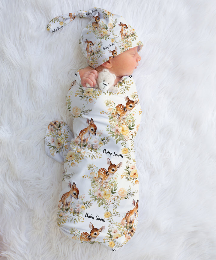 Personalised Swaddle & Beanie Set