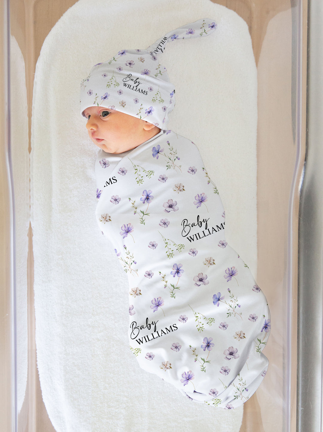 personalised floral swaddle blanket