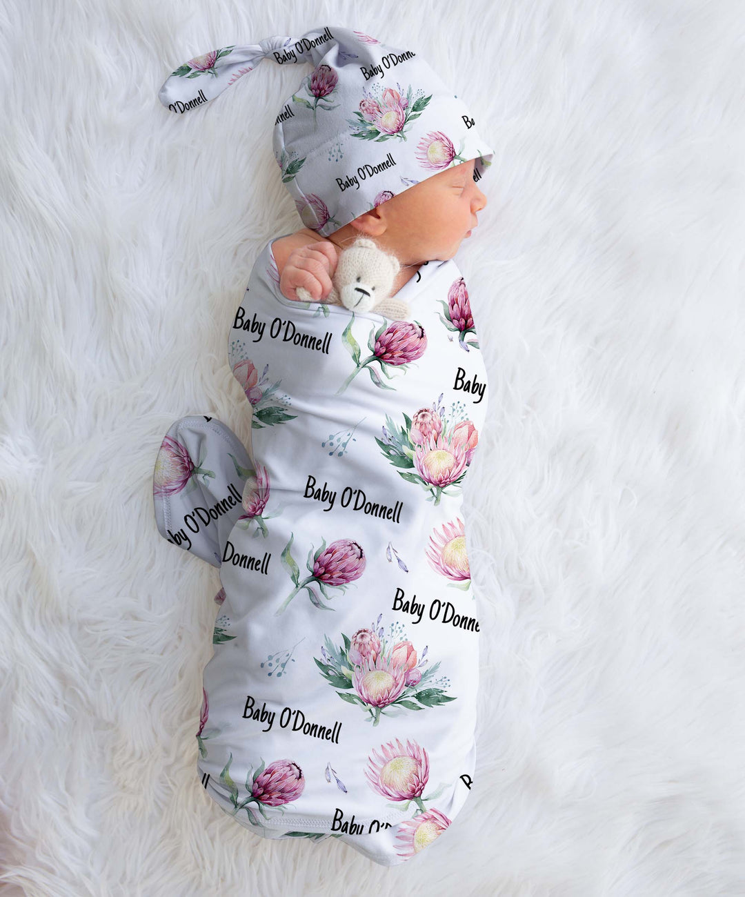floral baby swaddle personalised