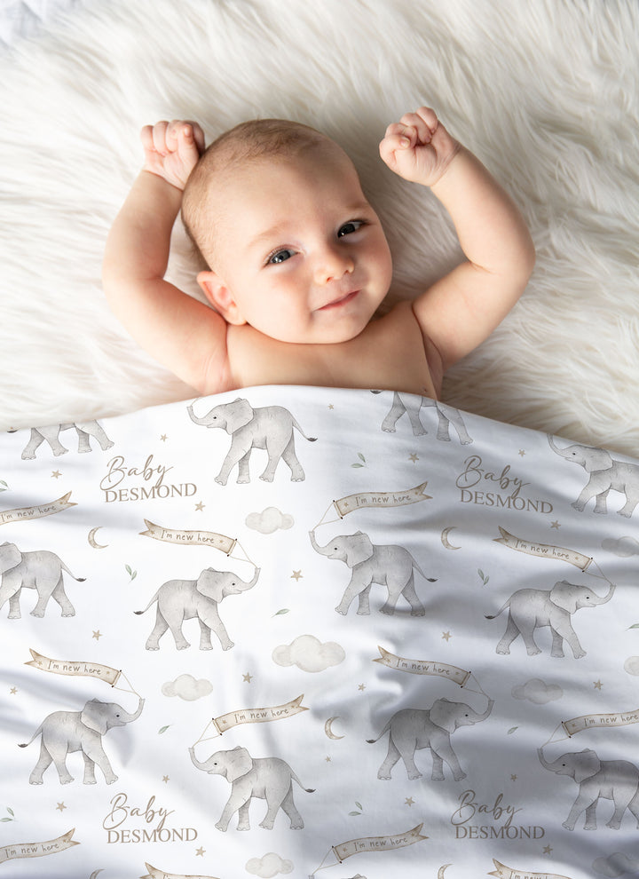 i'm new here swaddle with name