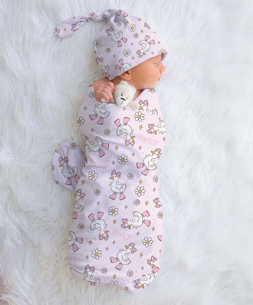 Personalised Swaddle & Beanie Set