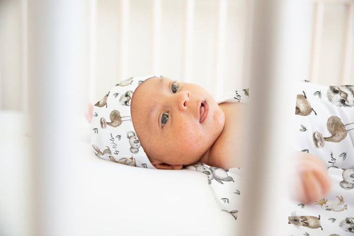 Personalised Swaddle & Beanie Set