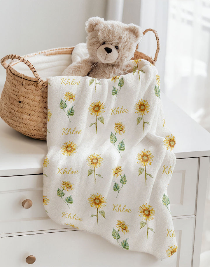 sunflower personalised baby blankets