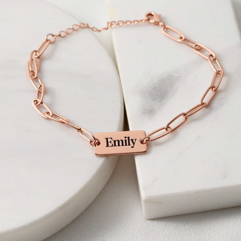 Custom Paper Clip Name Bracelet