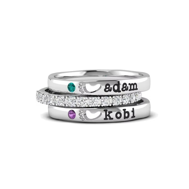 Birthstone & Footprint Custom Ring