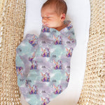Personalised muslin swaddle wrap with baby name, soft breathable fabric, 120x120cm, perfect for newborn comfort and gifting
