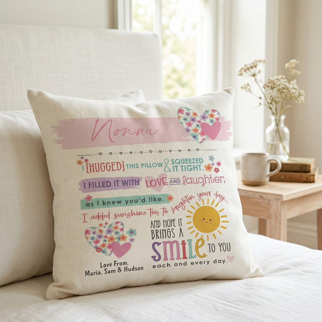 Floral Hugs Cushion with Insert — Personalised Mother&