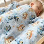 Personalised Muslin Swaddle wrap with baby name, soft breathable fabric, 120x120cm size, ideal for newborn comfort and gifting
