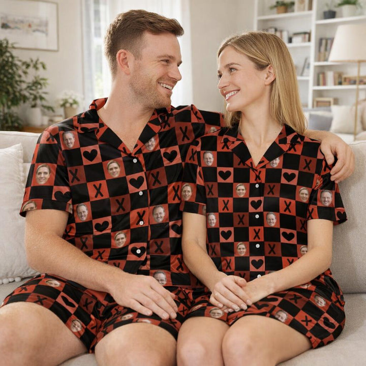 Custom Face Photo Pyjamas – Personalised Valentine’s Gift (Hugs &amp; Hearts)