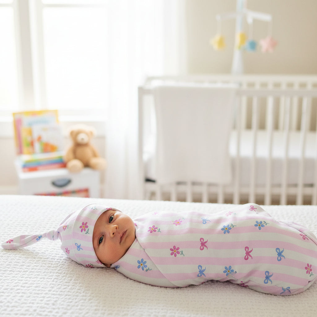 Bows & Daisies Swaddle Set (Non-Personalised)