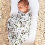 Personalised muslin swaddle wrap with baby name, soft breathable fabric, size 120x120cm for newborns and babies