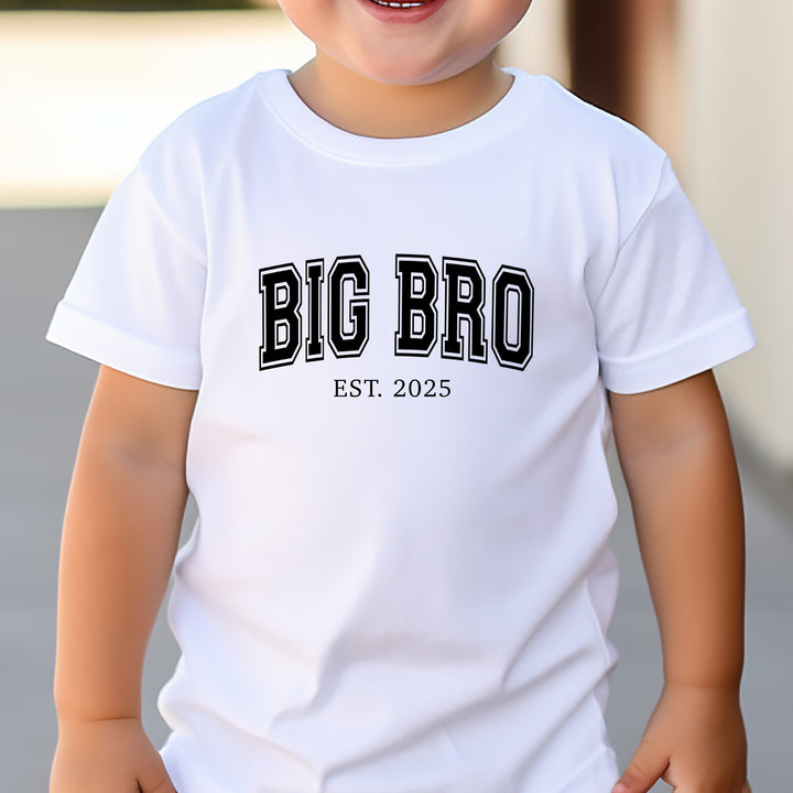 Big Bro T-Shirt Est. 2025 – personalised big brother shirt for pregnancy reveal