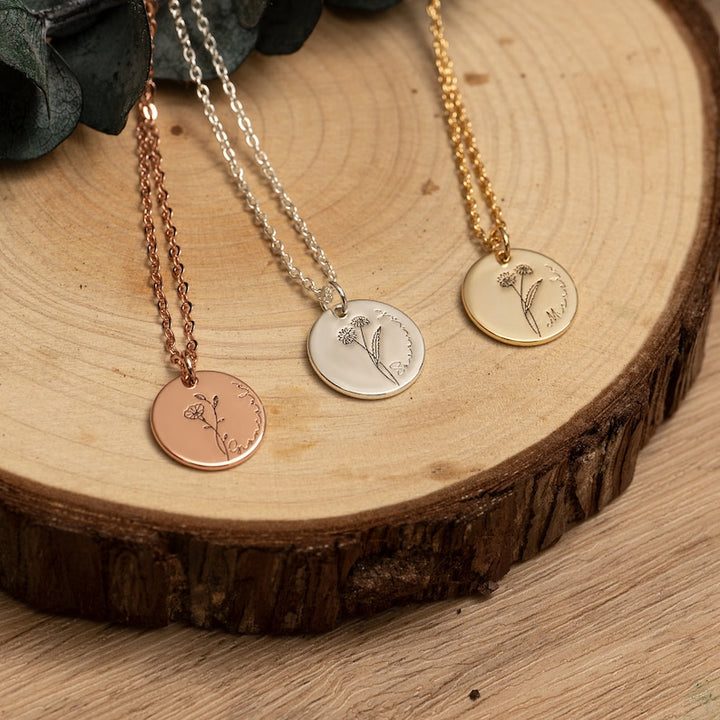 birth flower necklace personalised