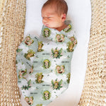 Personalised muslin swaddle wrap with baby’s name, soft breathable fabric, 120x120cm for newborns and babies