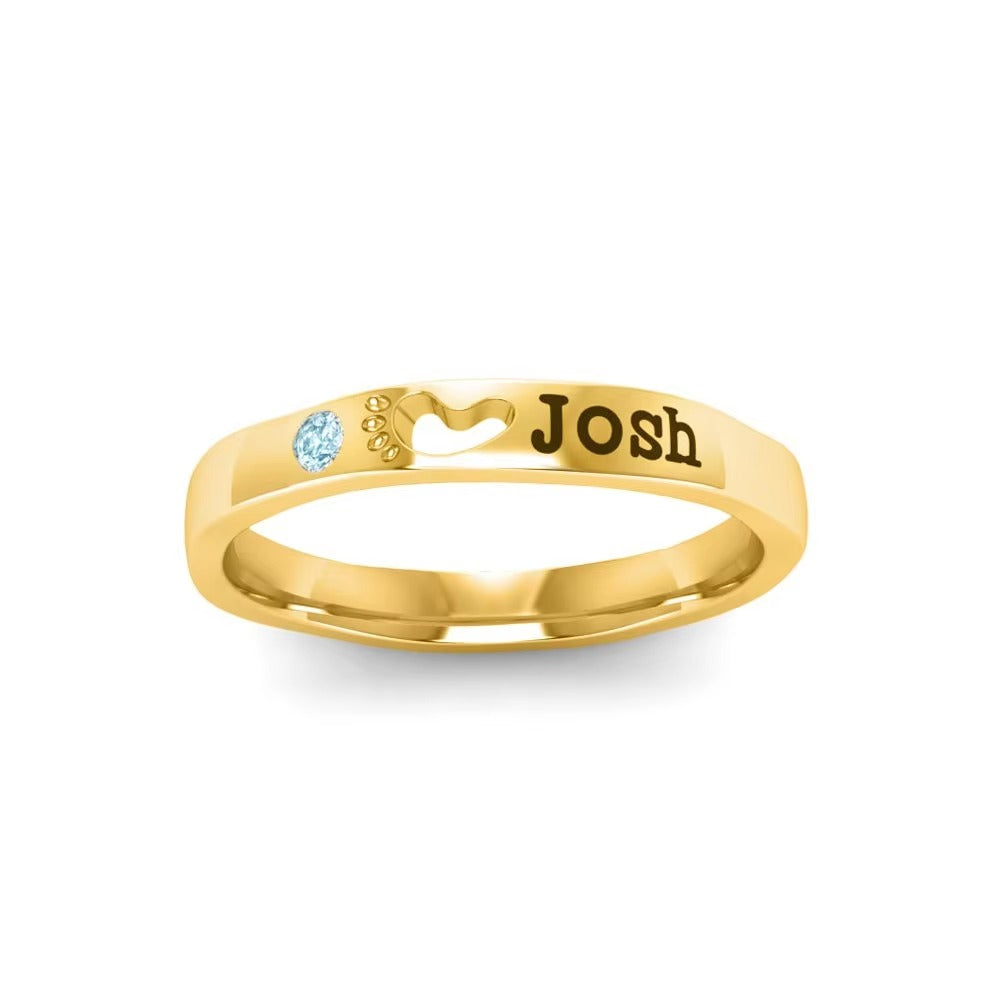 Birthstone & Footprint Custom Ring