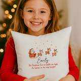 Festive kids reindeer cushion with name
