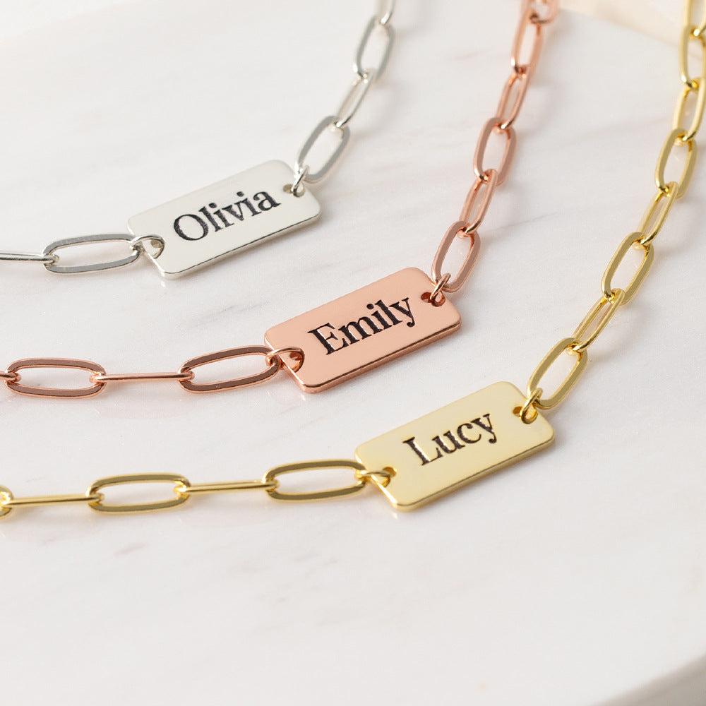 Custom Paper Clip Name Bracelet