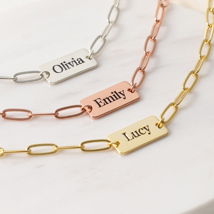 Custom Paper Clip Name Bracelet
