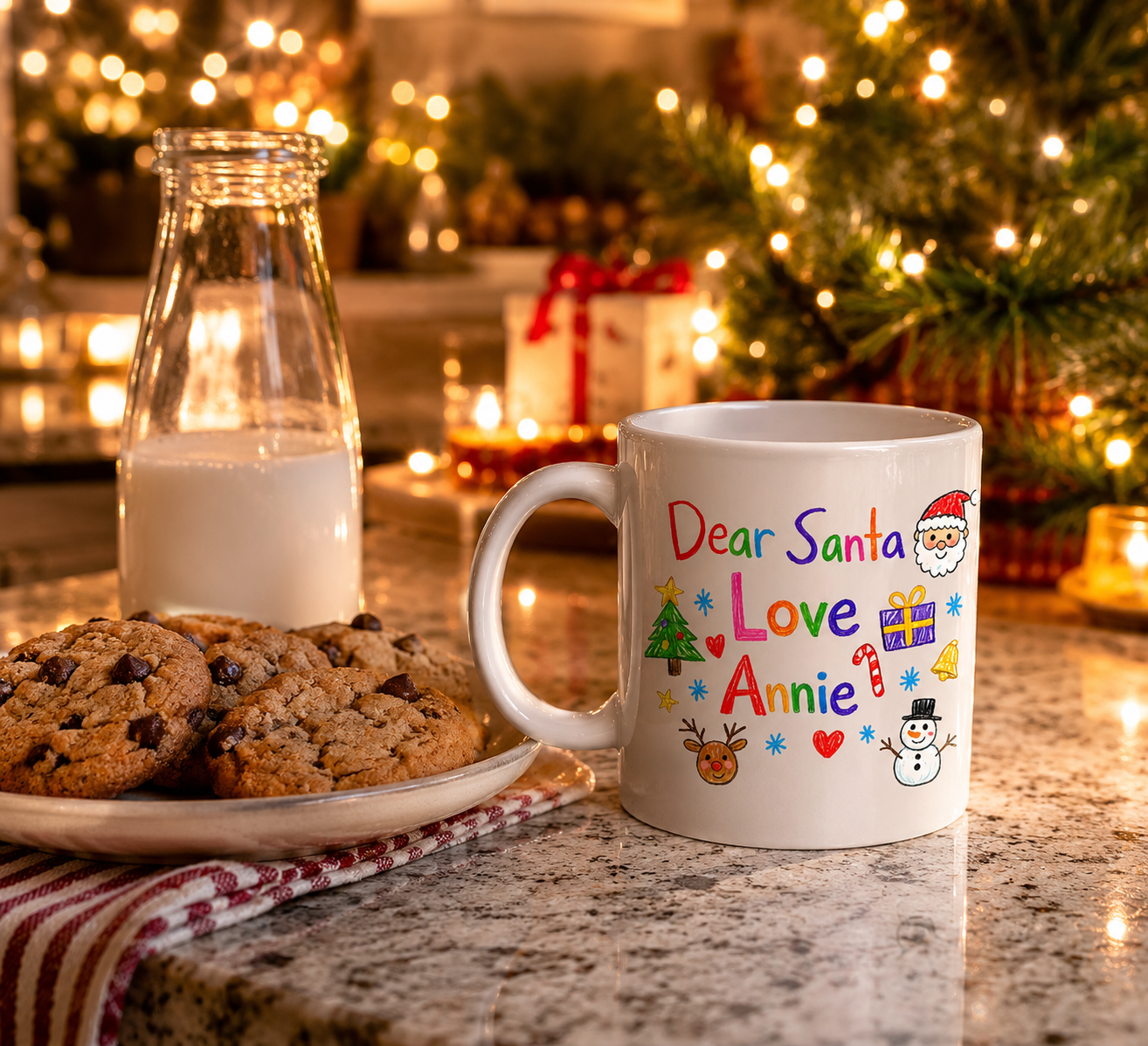 Personalised Christmas Eve Mug with Kids Artwork for Santa