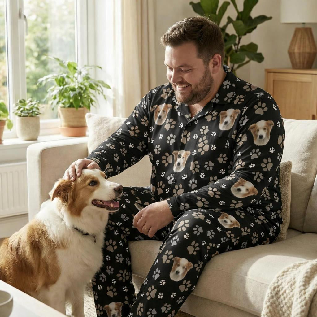 mens dog photo face pyjamas