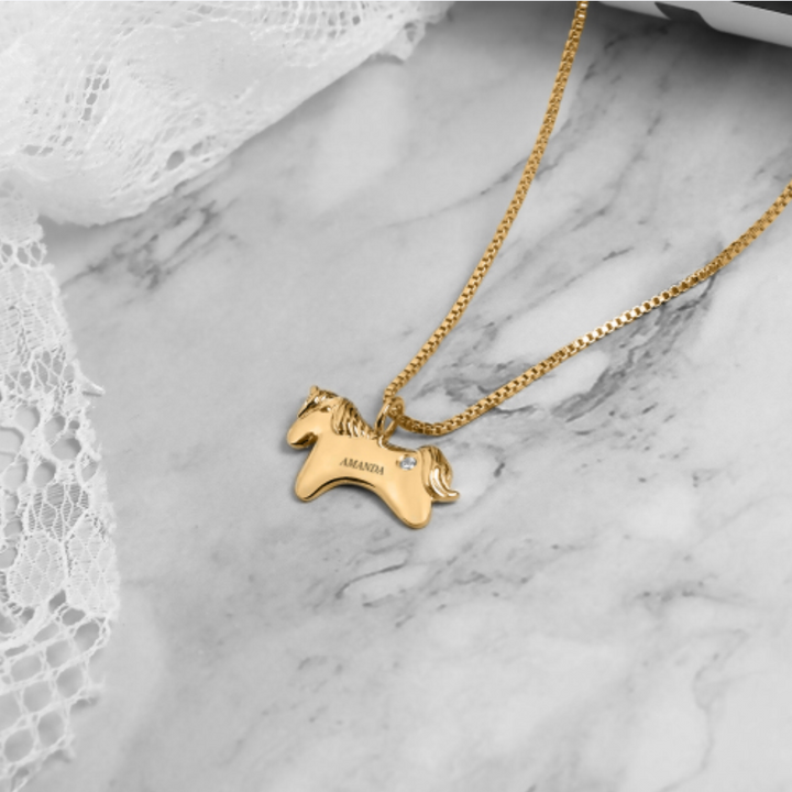 Personalised Unicorn Birthstone Necklace - The Custom Co