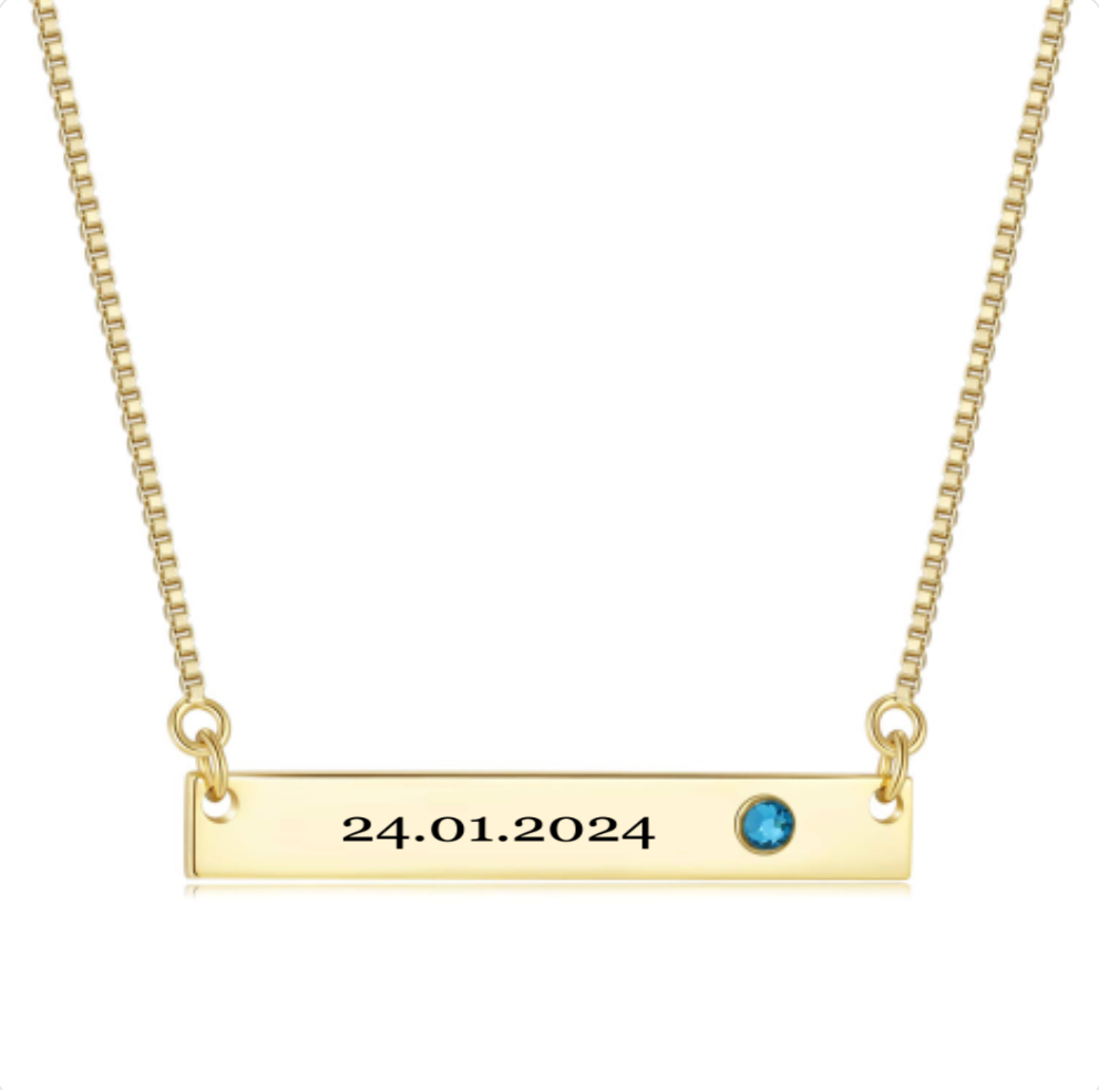 Personalised Birthstone Bar Necklace - The Custom Co