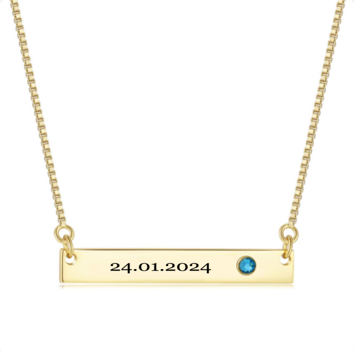 Personalised Birthstone Bar Necklace - The Custom Co