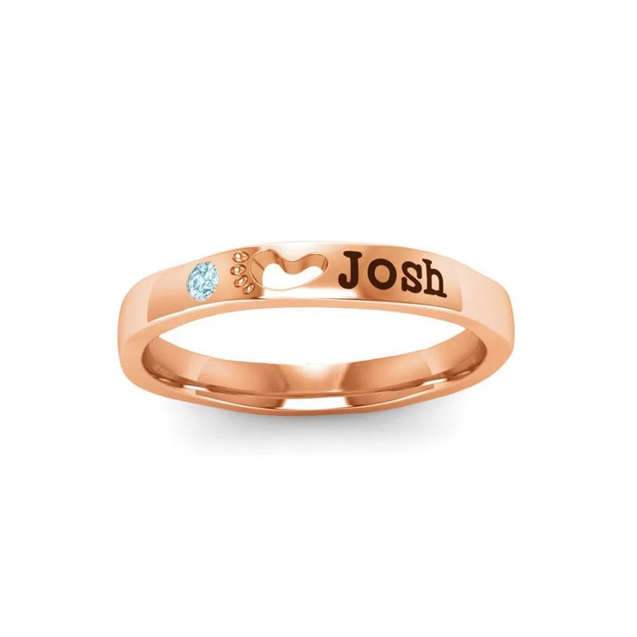 Birthstone & Footprint Custom Ring
