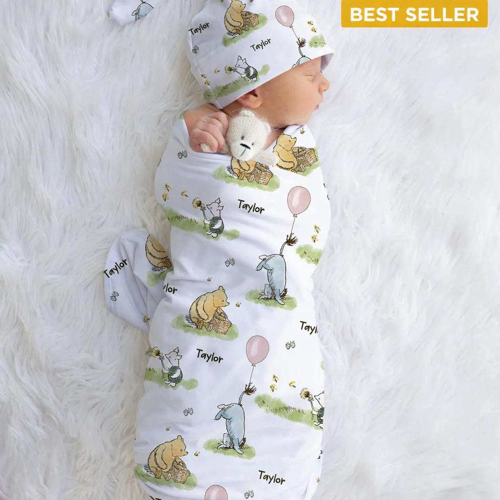 Personalised Swaddle & Beanie Set