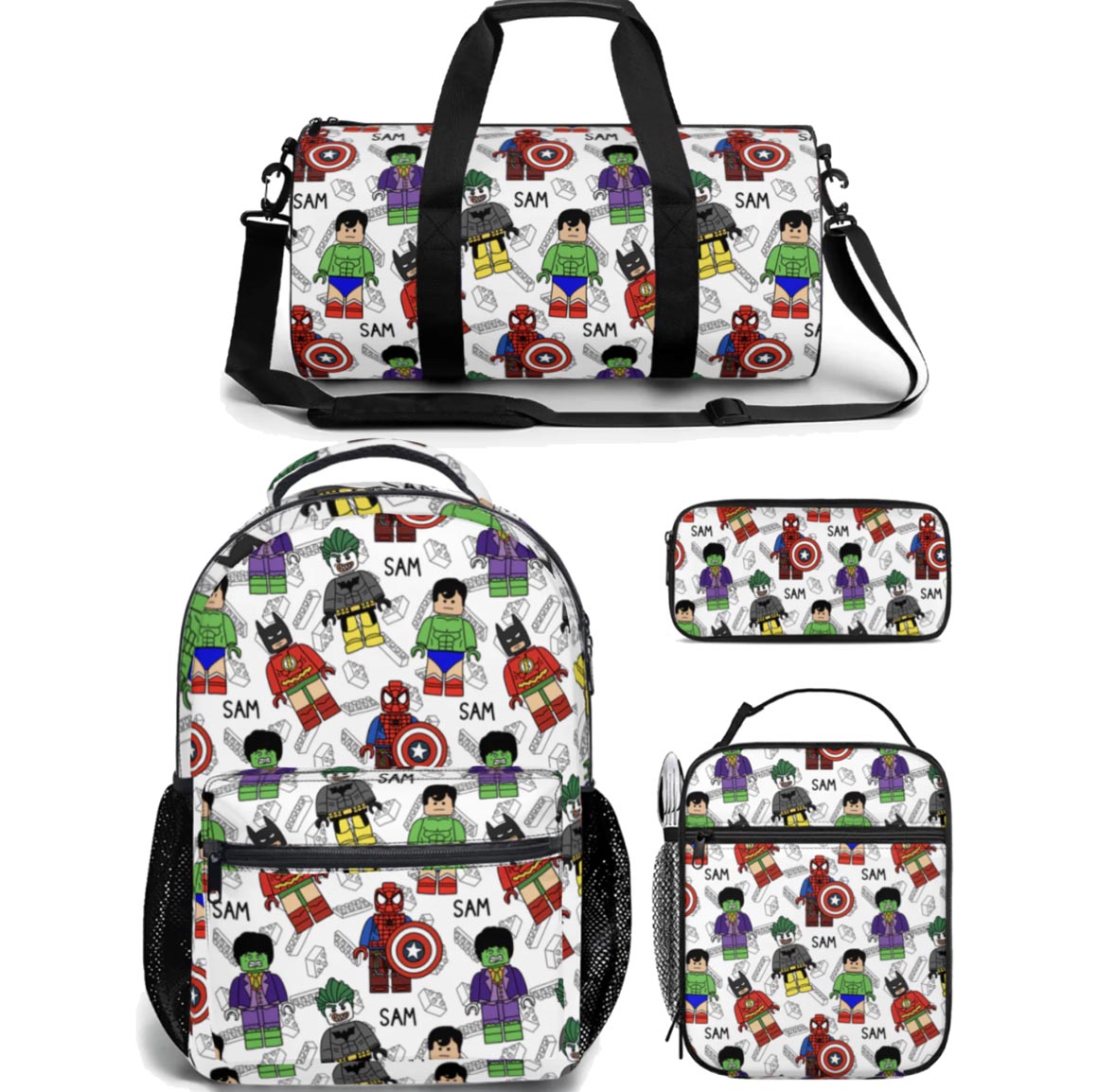 boys backpack lunch bag duffle bag combo
