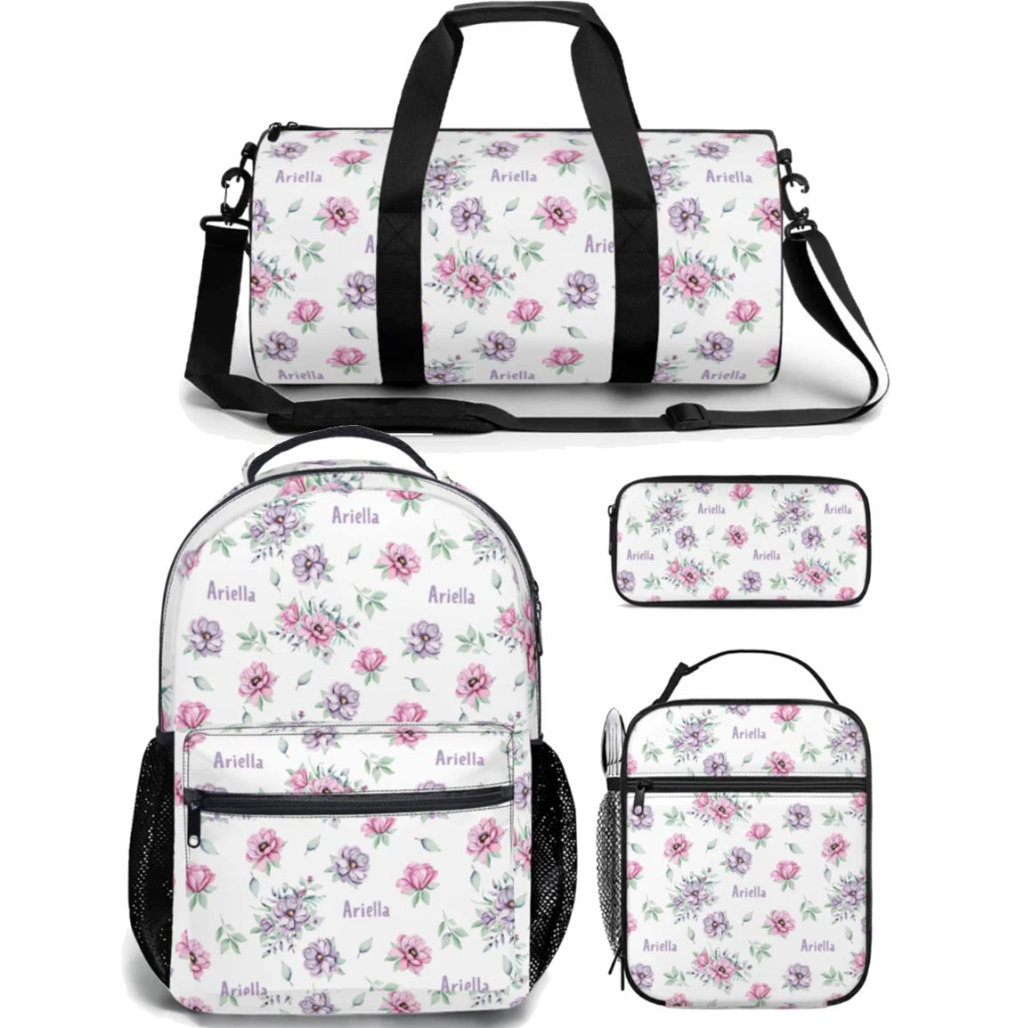 floral kids backpack lunch bag duffle bag combo