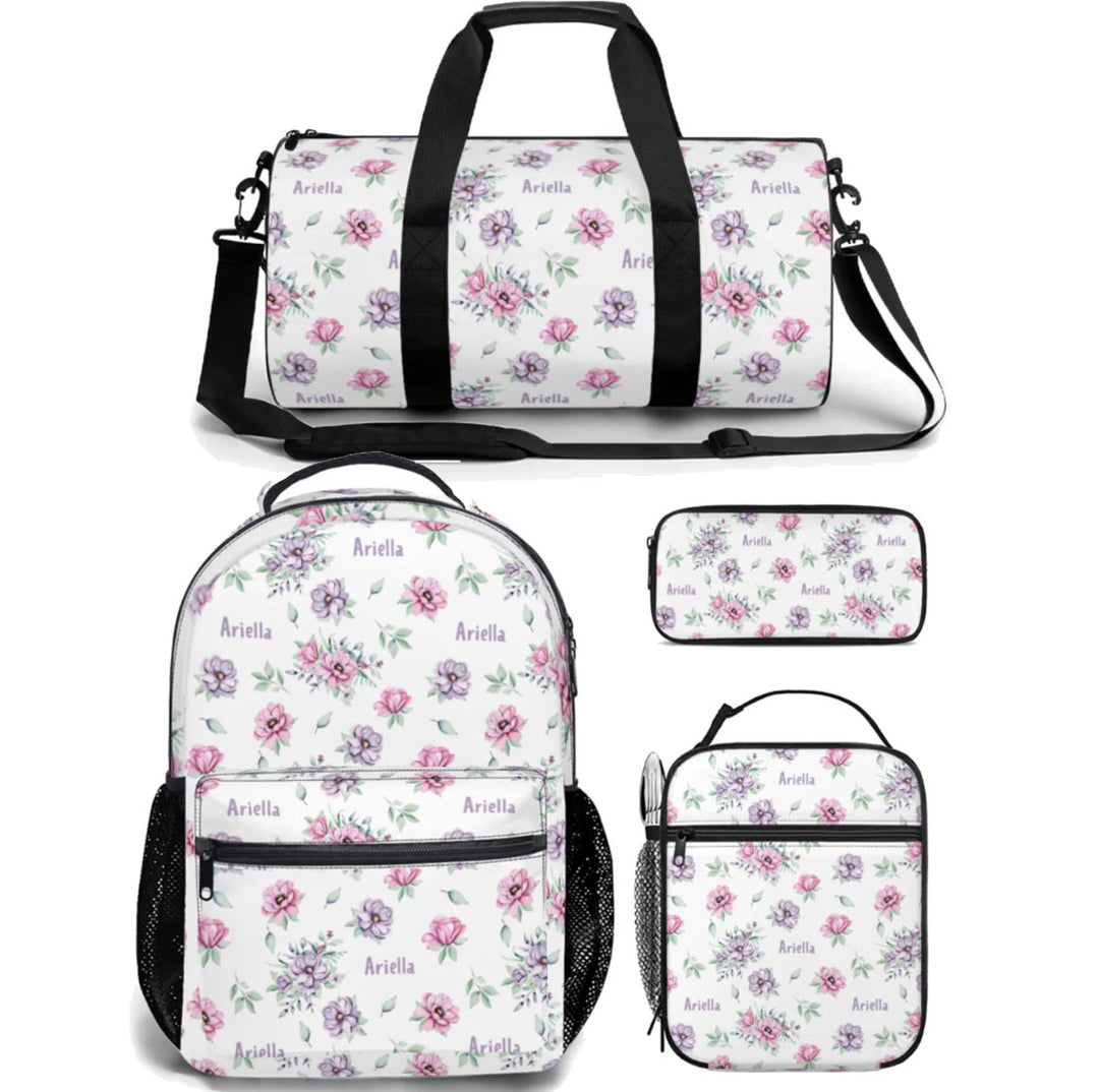 floral kids backpack lunch bag duffle bag combo