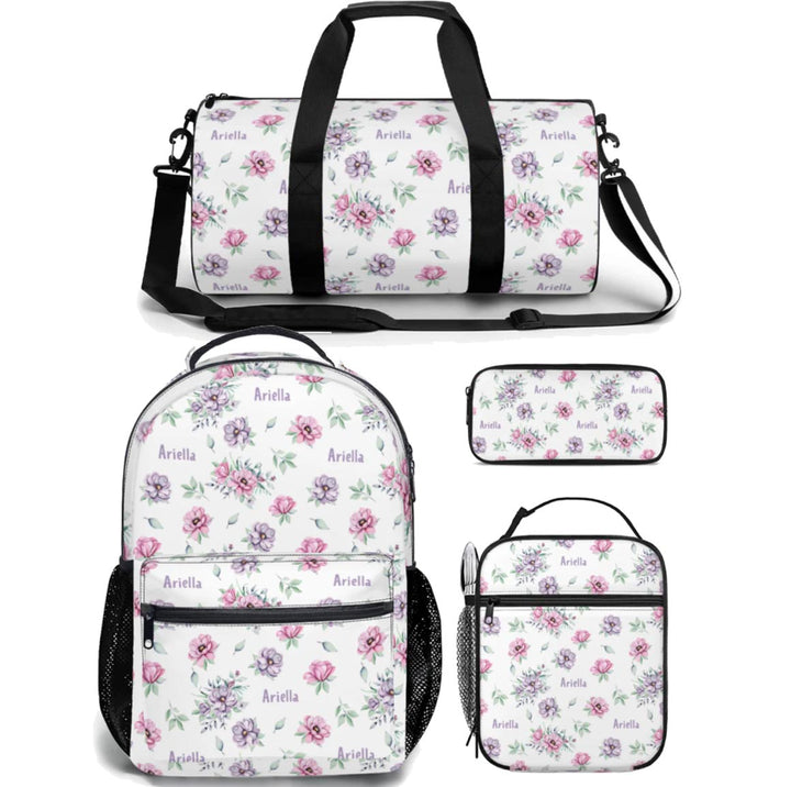 floral kids backpack lunch bag duffle bag combo
