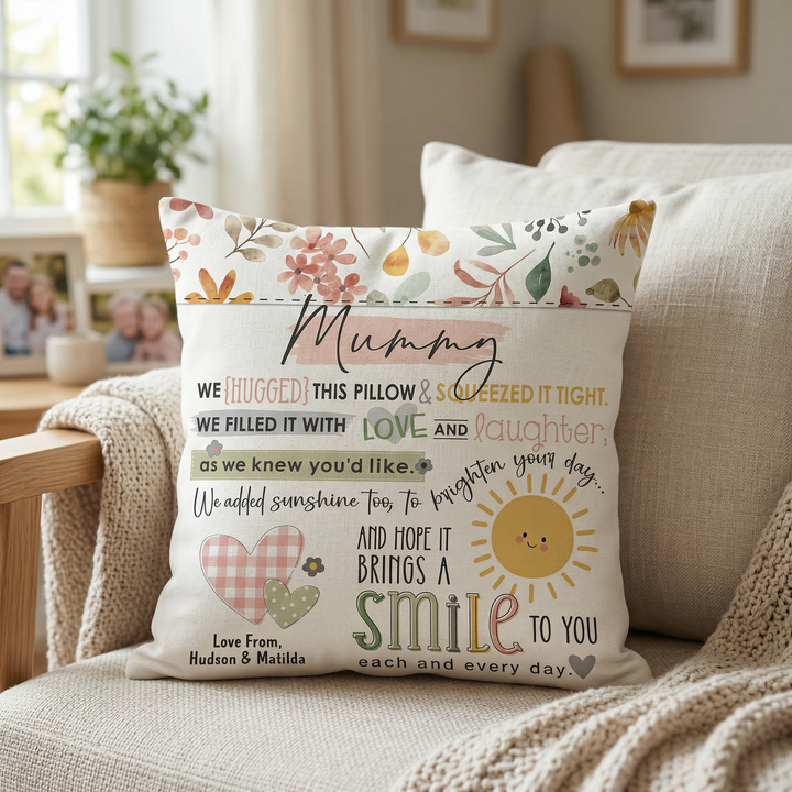 Sunshine Hugs Cushion with Insert — Personalised Mother&