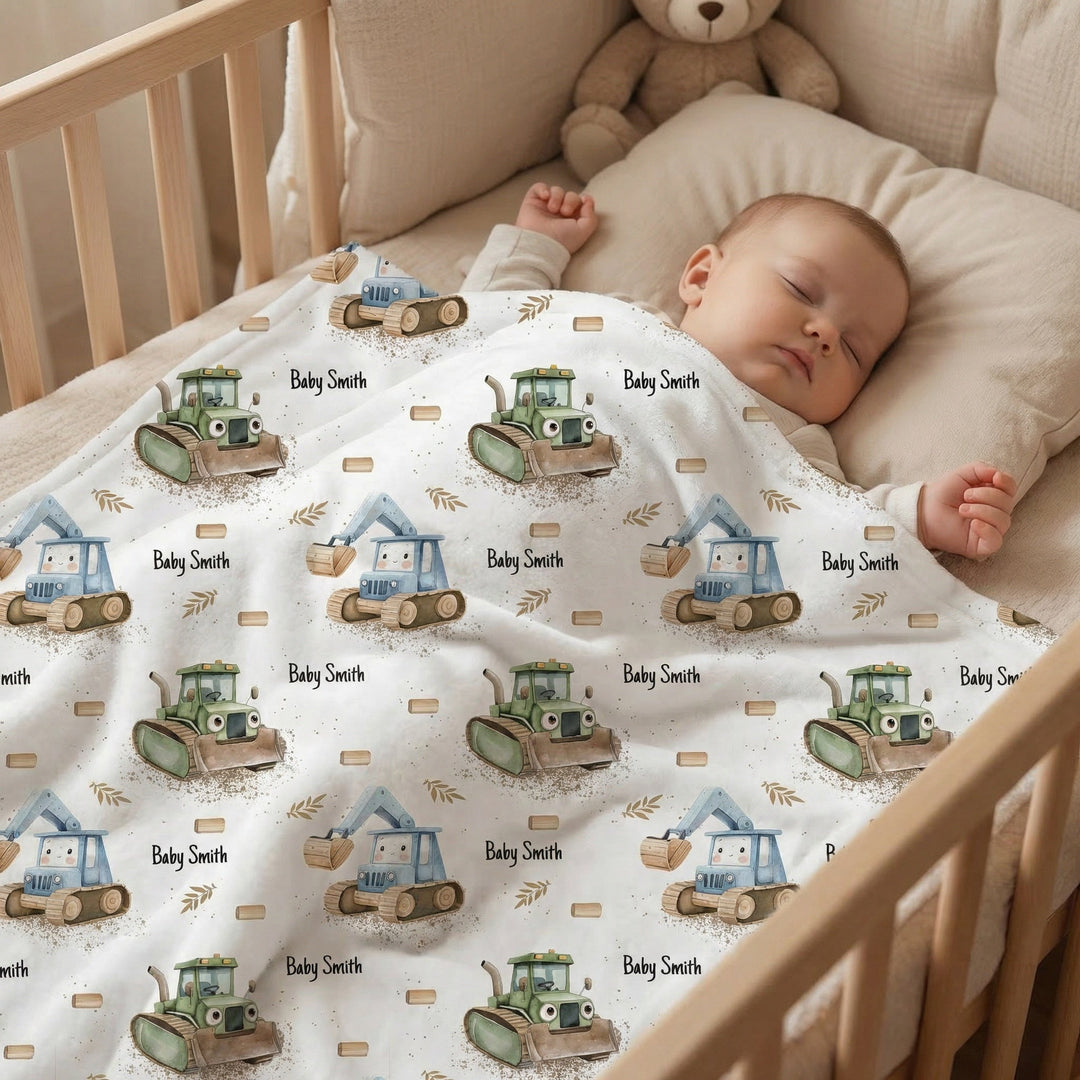 Soft personalised baby blanket with full-edge print and plain white reverse side for ultimate comfort and warmth