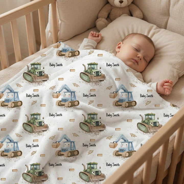 Soft personalised baby blanket with full-edge print and plain white reverse side for ultimate comfort and warmth