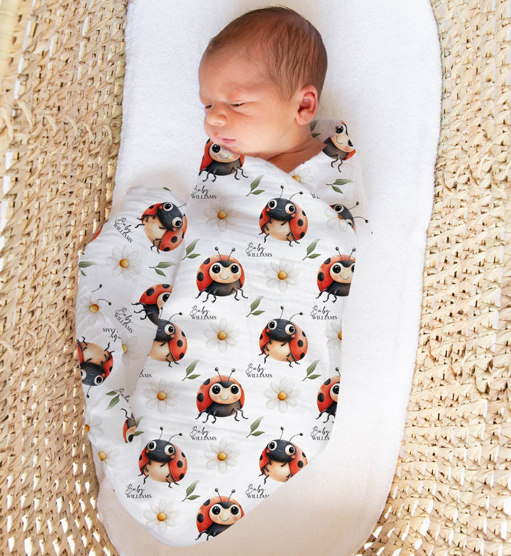 Personalised custom muslin swaddle wrap with baby name, 120x120cm lightweight breathable fabric for newborns