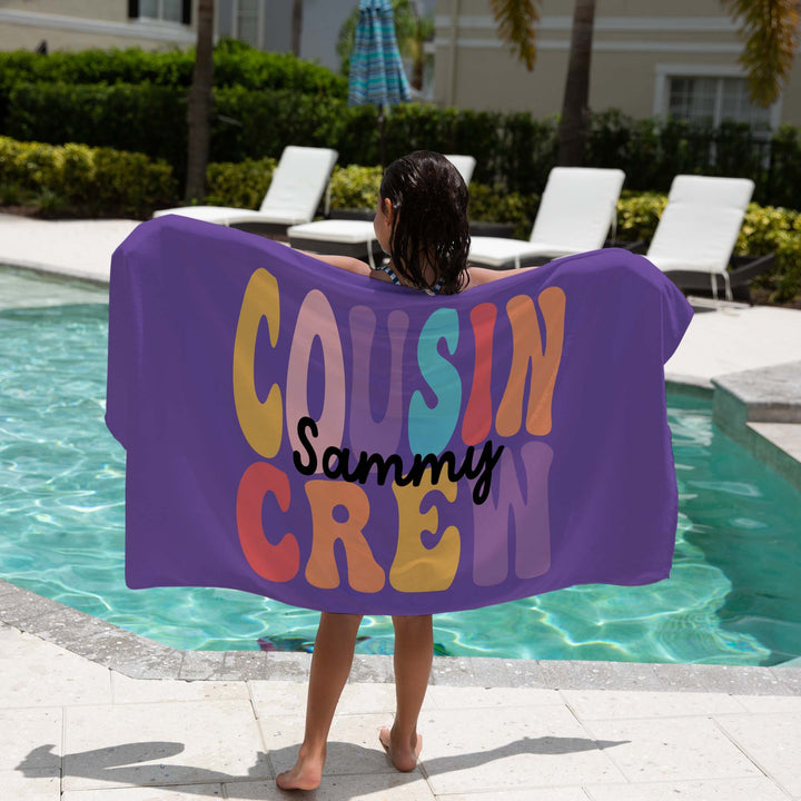 purple cousin crew towel