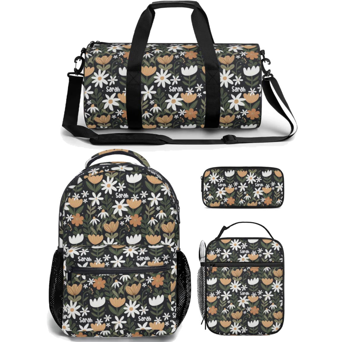 floral backpack lunch bag duffle bag combo