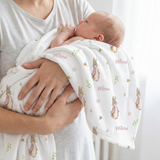 Soft personalised baby blanket with full-edge print, hypoallergenic and stain-resistant, perfect for babies and gifts
