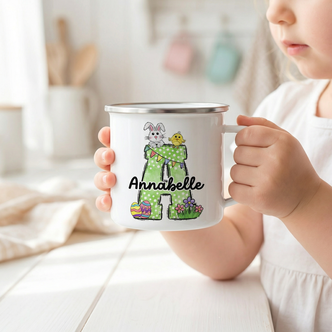 Easter Parade Initial Enamel Mug 350ml personalized kids Easter gift cup