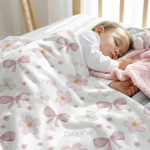 Soft personalised baby blanket with custom full-edge print, warm and hypoallergenic for babies
