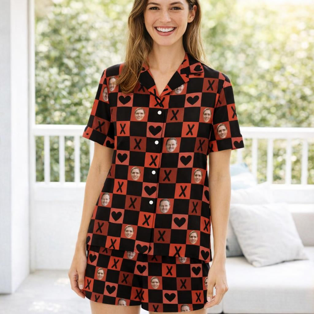 Custom Face Photo Pyjamas – Personalised Valentine’s Gift (Hugs &amp; Hearts)