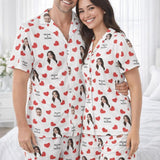 Personalised face and name print detail on Valentine’s pyjamas