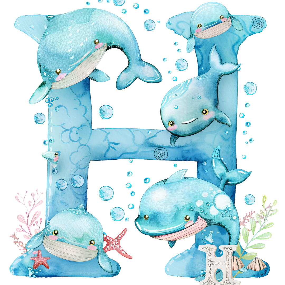 Whale Initial Hooded Towel
