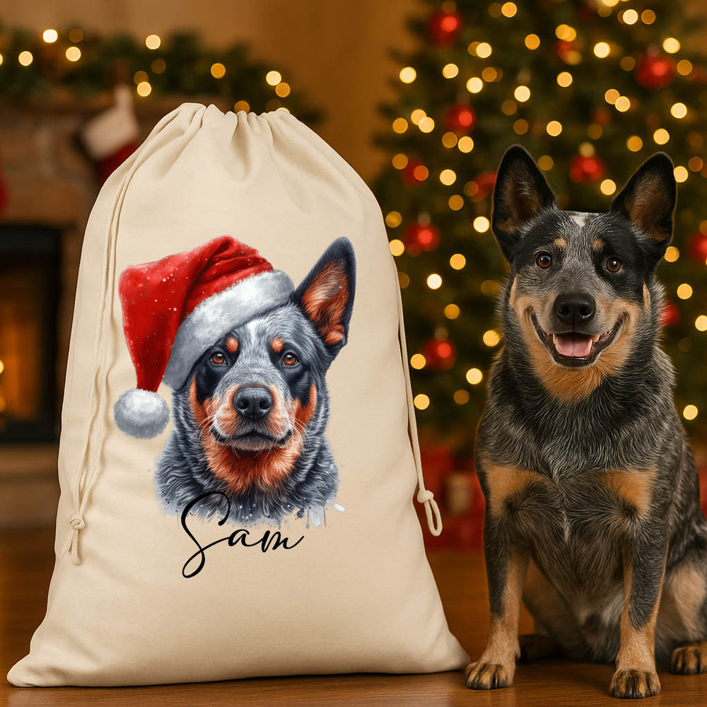 Personalised canvas Santa sack for dogs