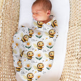 Personalised custom muslin swaddle wrap with baby name, soft breathable fabric, 120x120cm for newborns and babies.