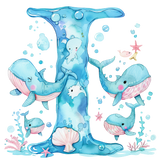 Whale Initial Hooded Towel