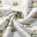 Personalised muslin swaddle wrap with baby name, lightweight breathable fabric, 120x120cm size for newborn comfort and versatile use.